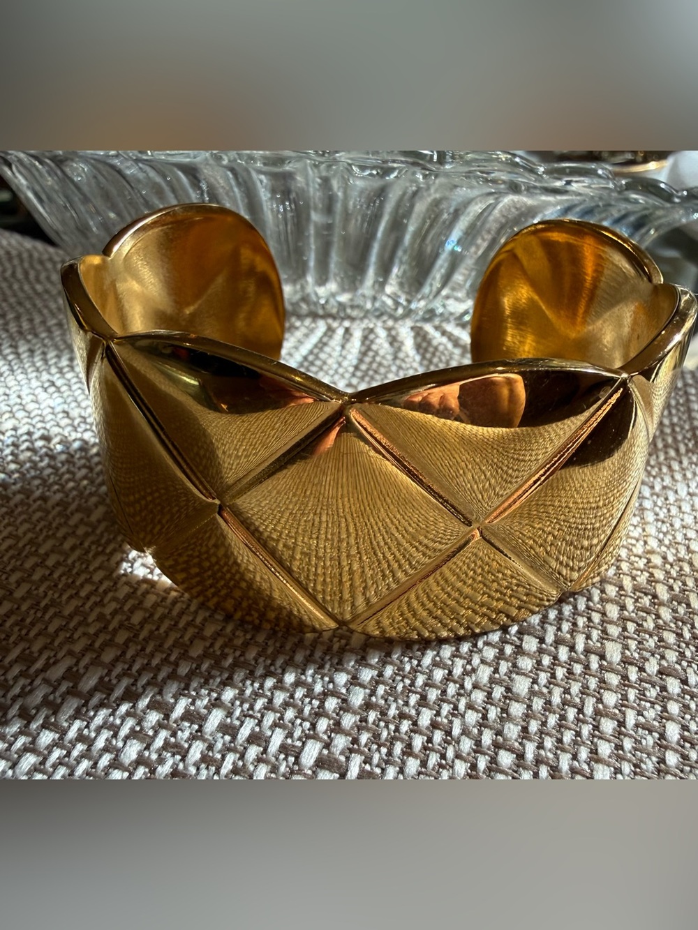 Gold-Tone Quilted Cuff Bracelet - Women Jewelry
